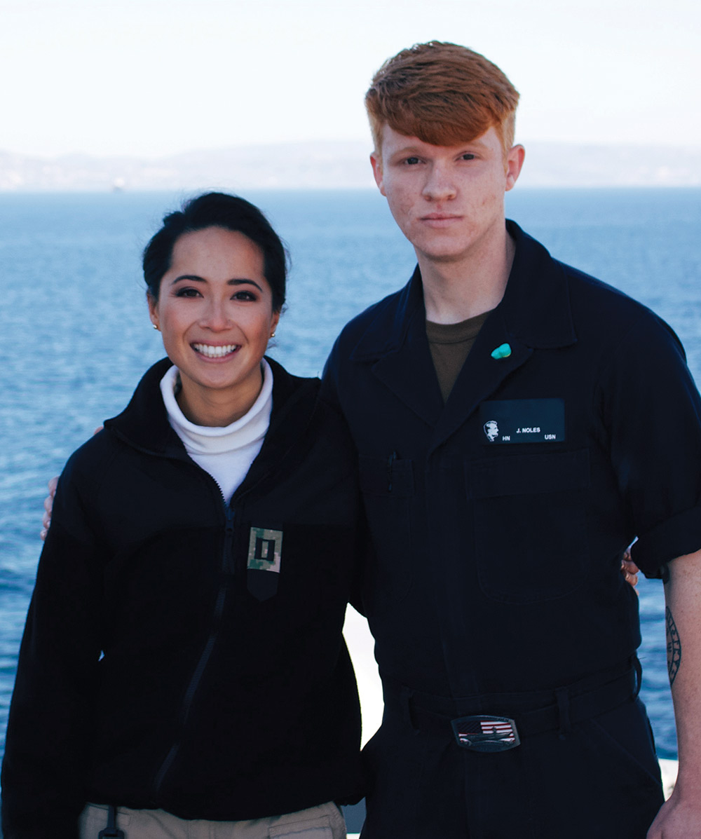 Josephine Vargas and Jamie Noles on deploy aboard USS a