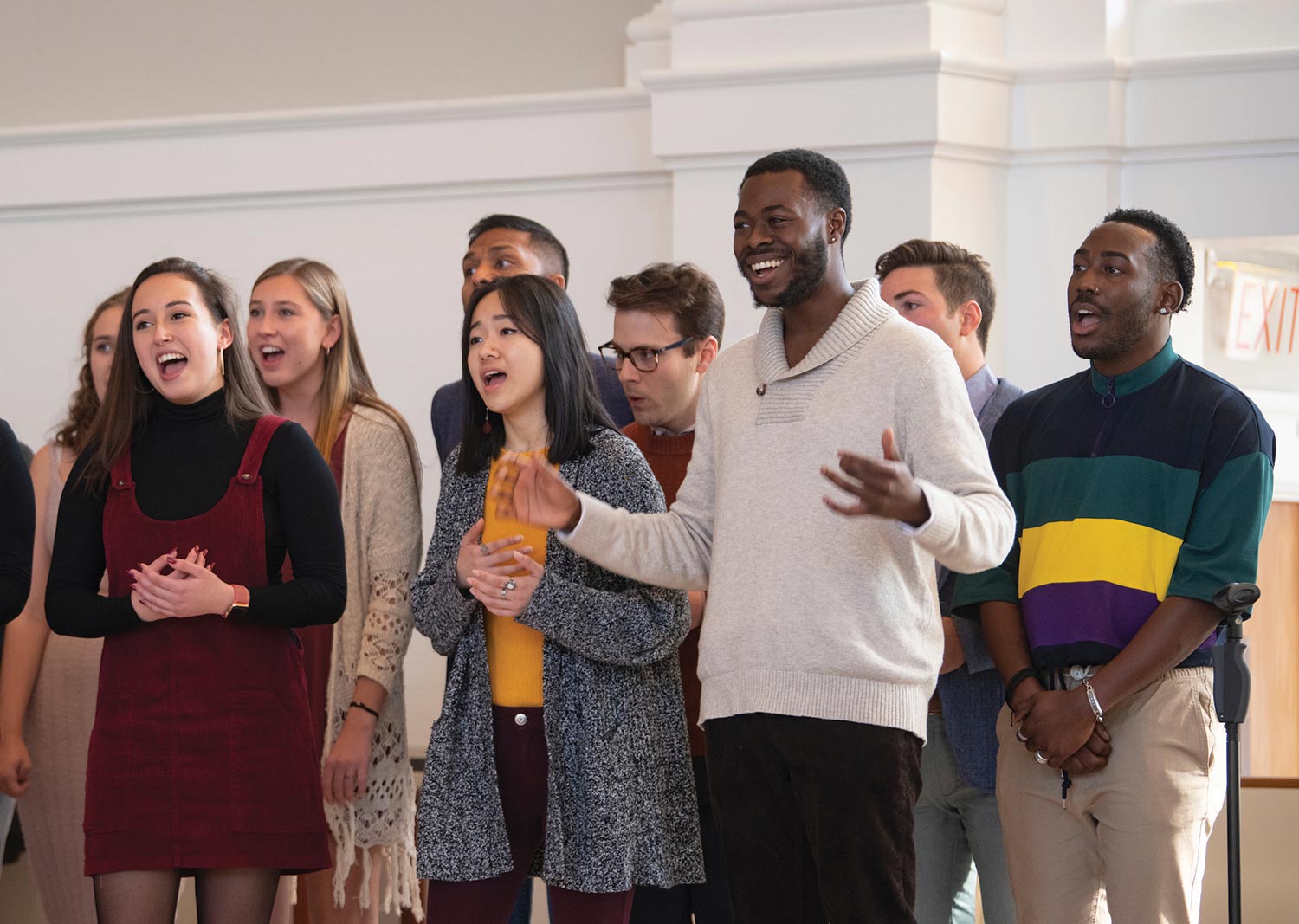 Alumni and students performing Hallelujah on the Rooke Chapel stage