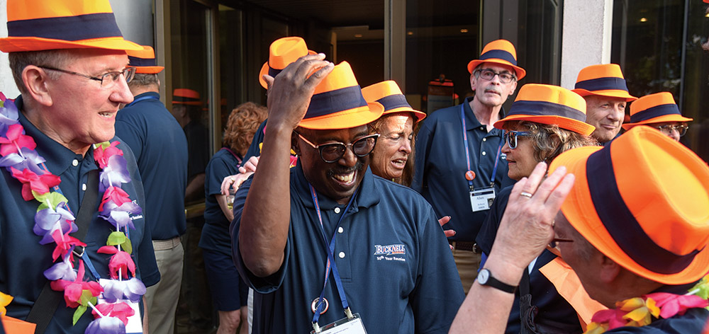 A tip of the orange hat went to the 50-year Reunion class.