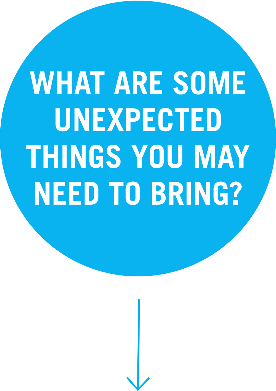 Question 3: What are some unexpected things you may need to bring?