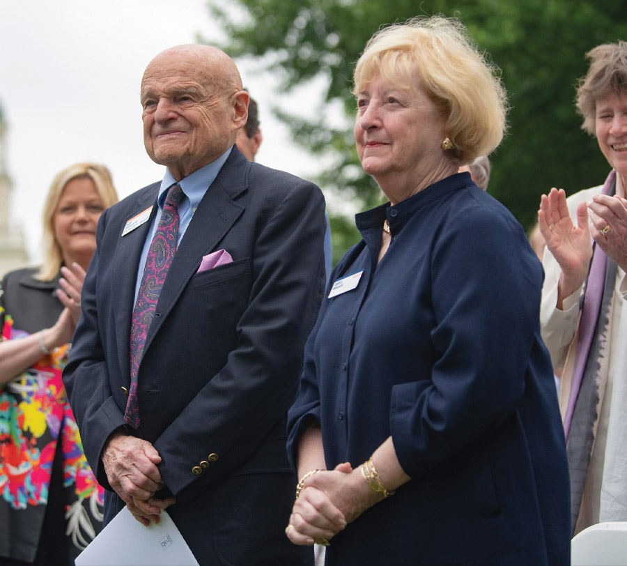Bob ’45 and Doris Malesardi were thanked for their support of student aid.