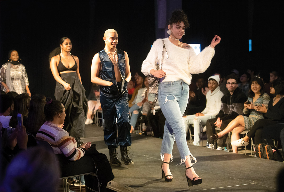 The student-produced fashion show in Larison Hall was a crowd-pleaser.
