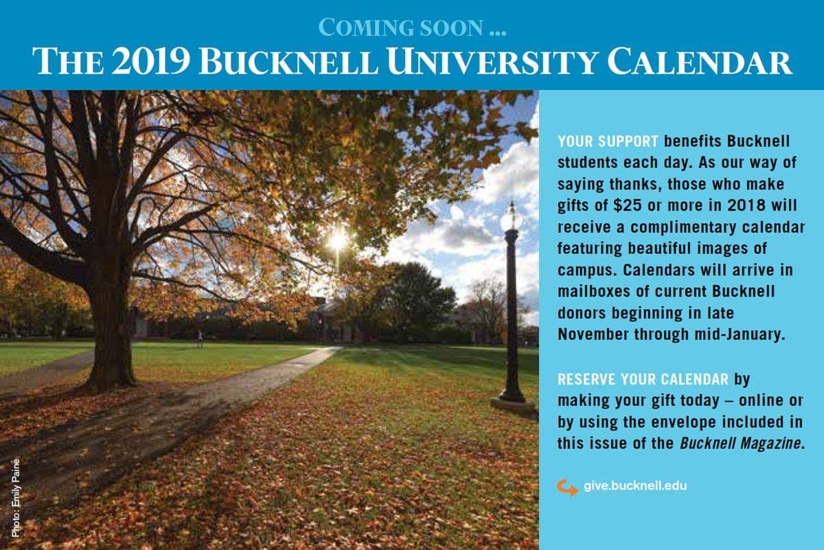 The 2019 Bucknell University Calendar Advertisement