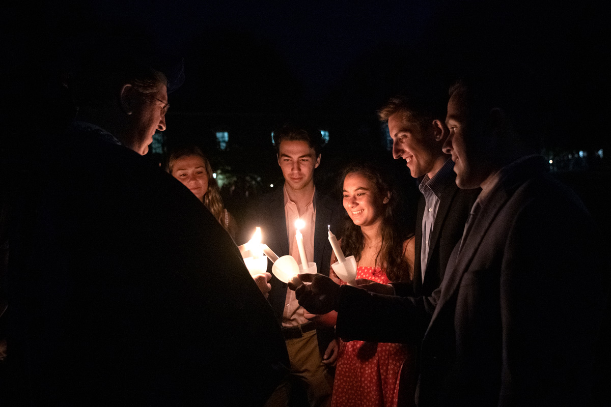 Bucknell students getting their candles lit