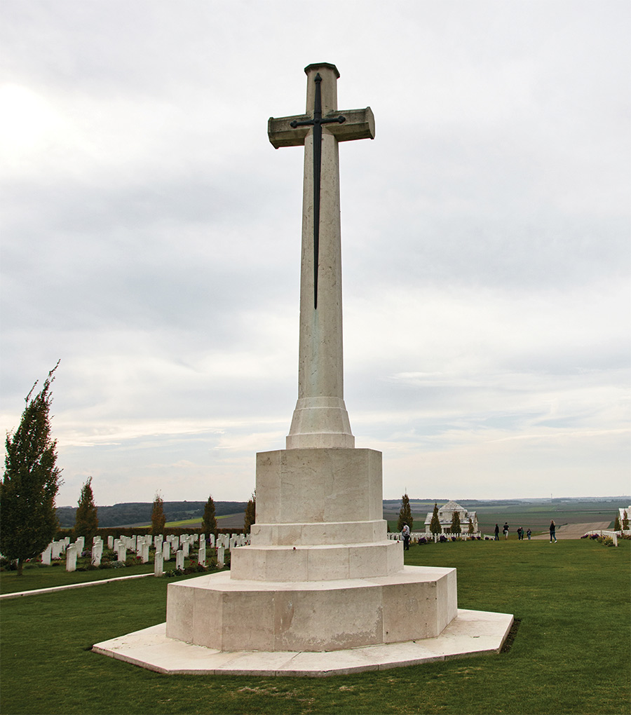 cross grave stone at the World War I memorial site