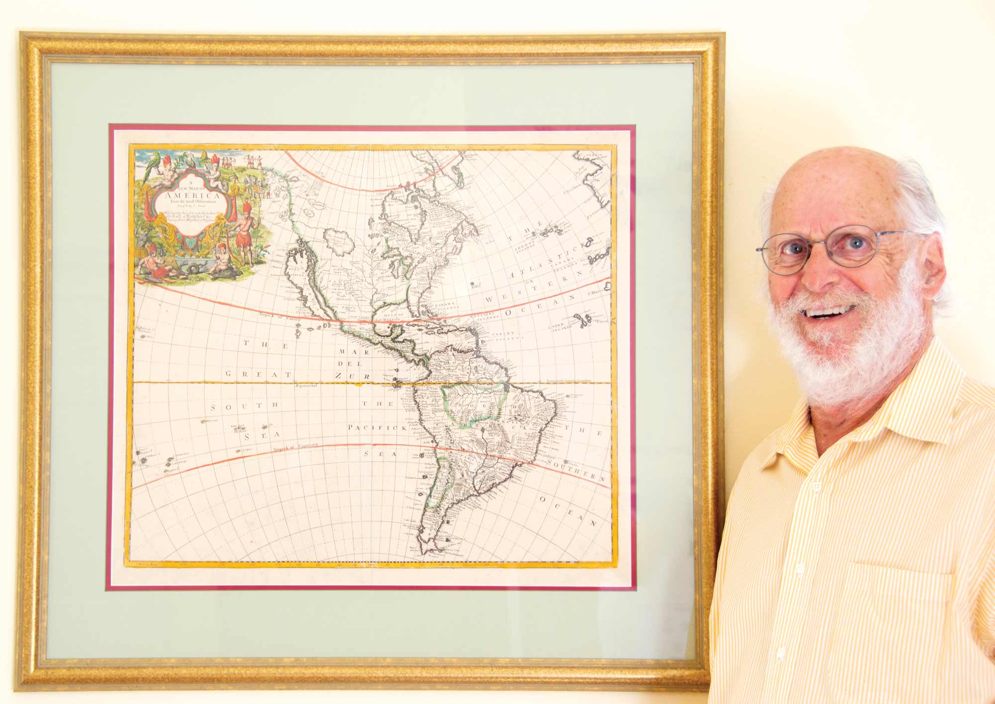 Steven Horowitz with a framed map
