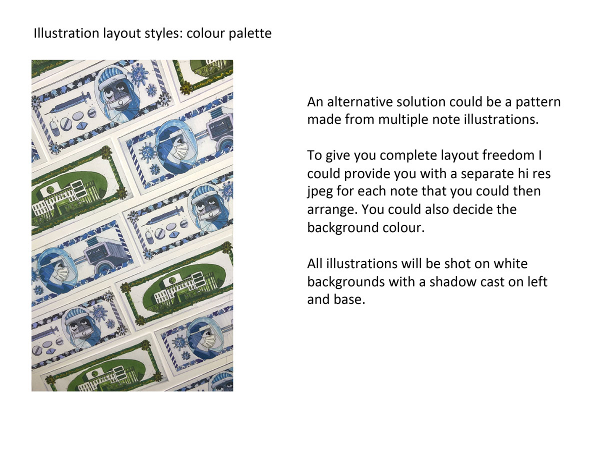 Step 2: Illustration layout styles: color palette alternative solutions