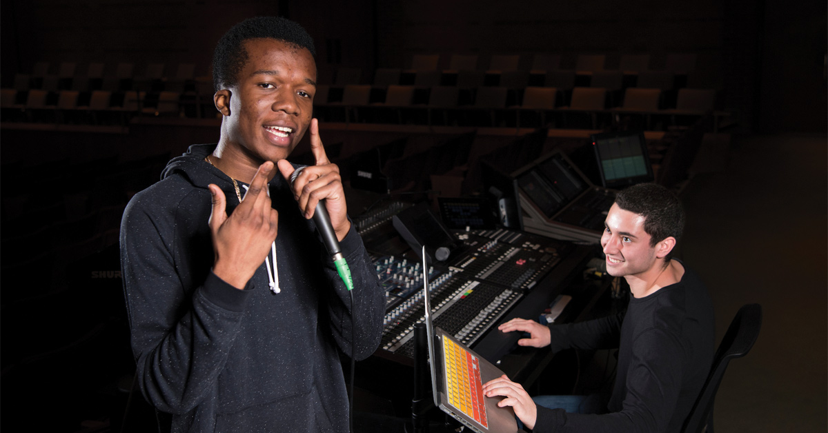 Miles LeAndre ’21 (left) and Caleb Krohn ’20 have taken a creative leap with Bison Records