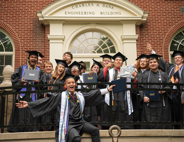 Graduating students on campus