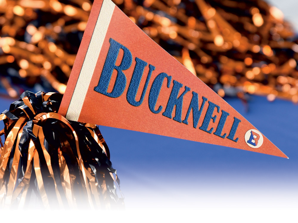 Orange pennant with the text Bucknell