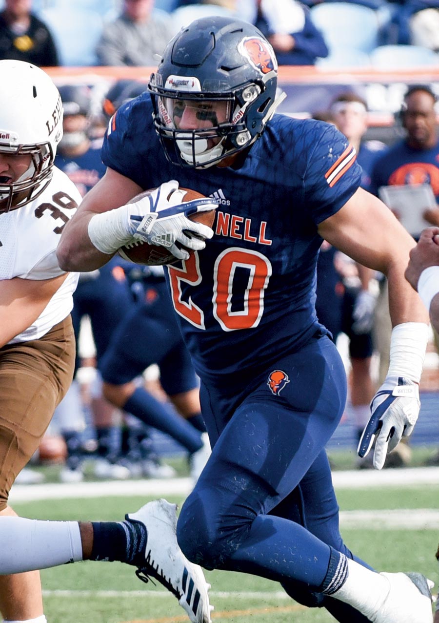 Bucknell football player running with the ball