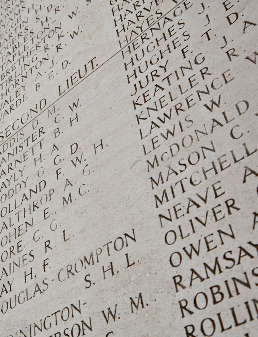 List of names on a memorial