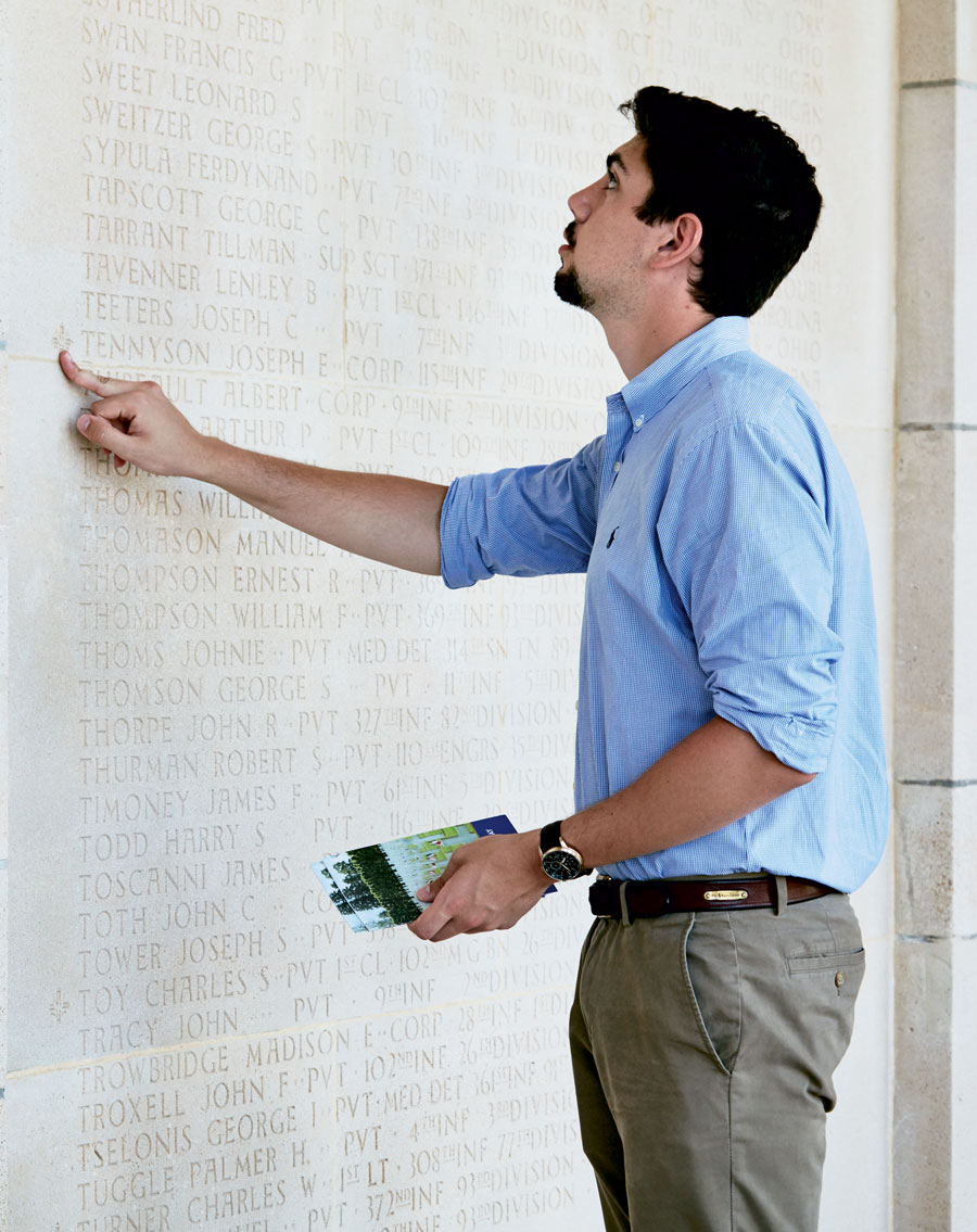 Man reading the memorial