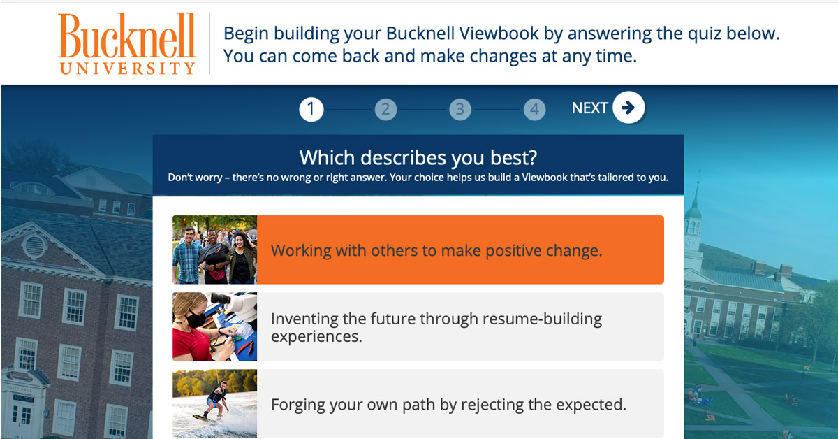 Bucknell Viewbook online quiz