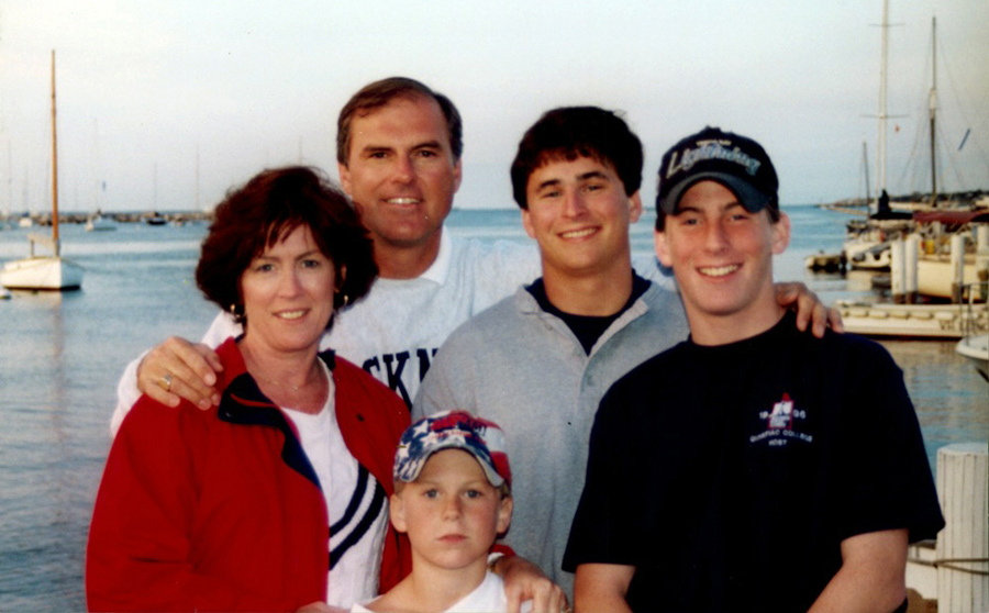 The Fetchet family, from left: Mary, Frank, Chris ’11, Brad ’99 and Wes ’04.