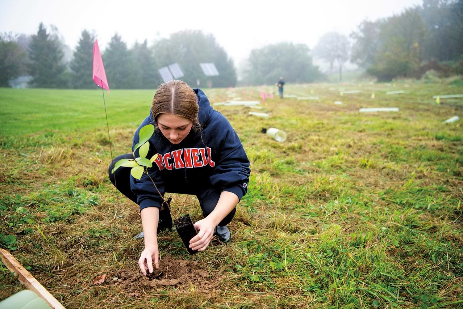 Adrianna D’Onofrio ’22 was among the faculty, staff and students who planted 100 trees on campus