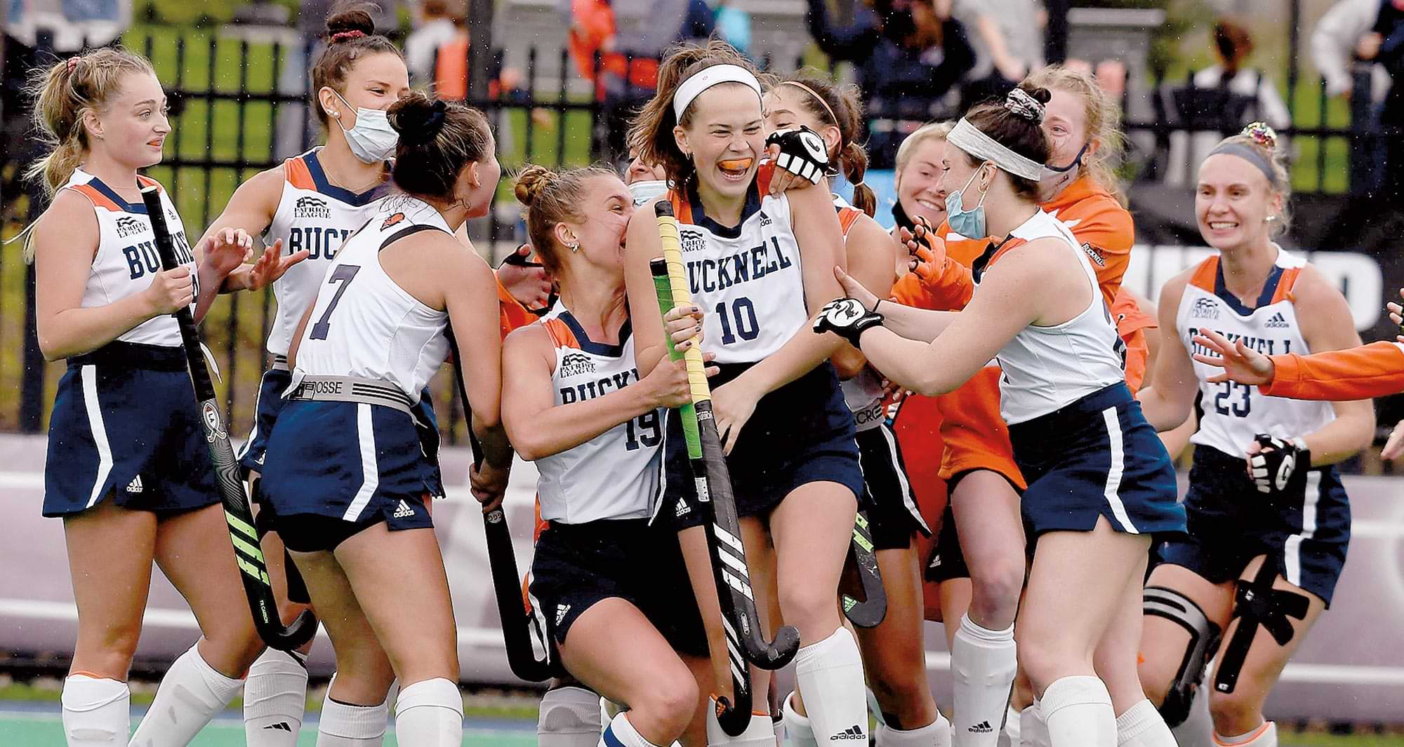 Mary Kate Stefanowicz ’22 (No. 10) celebrates after her game-winning goal during overtime in spring’s NCAA quarterfinal