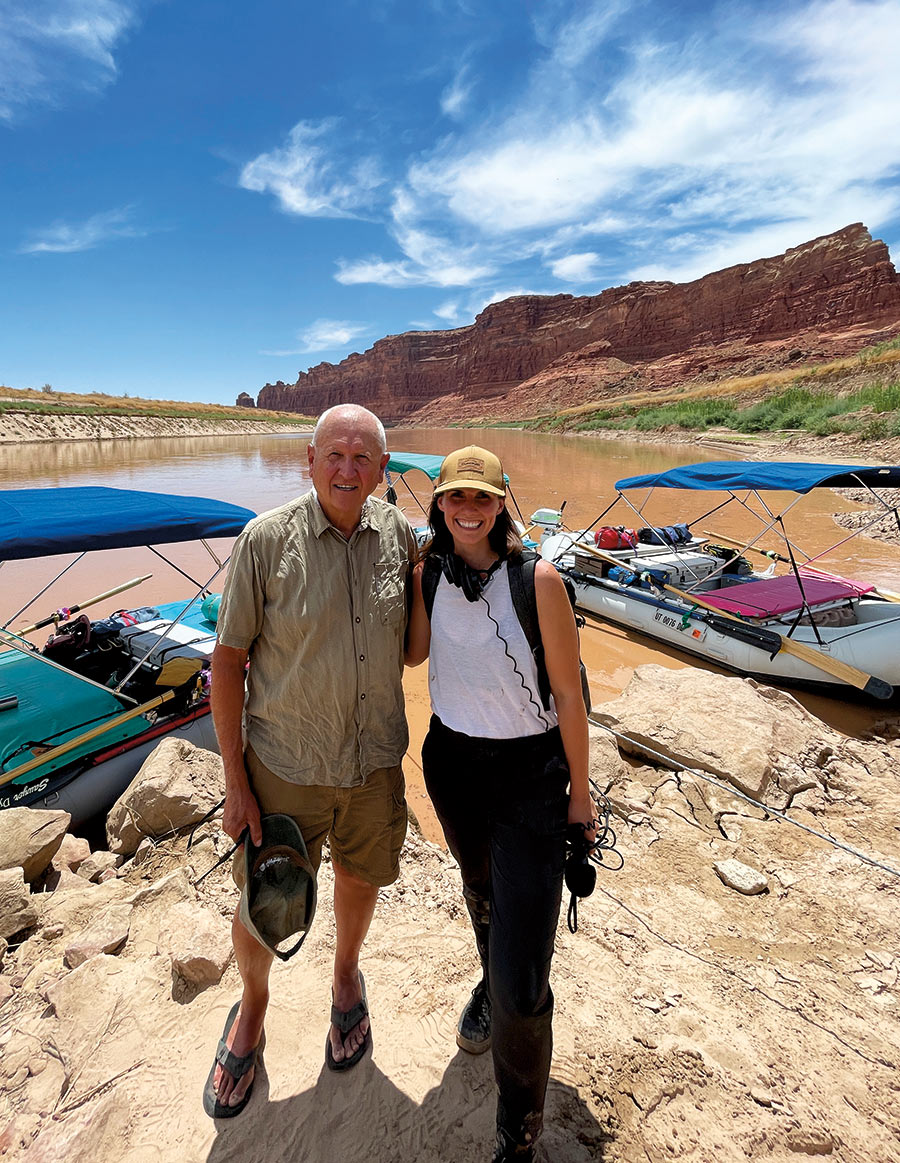 Sarah Svoboda, producer of the Lake Powell/Colorado River segment, with Jack Schmidt