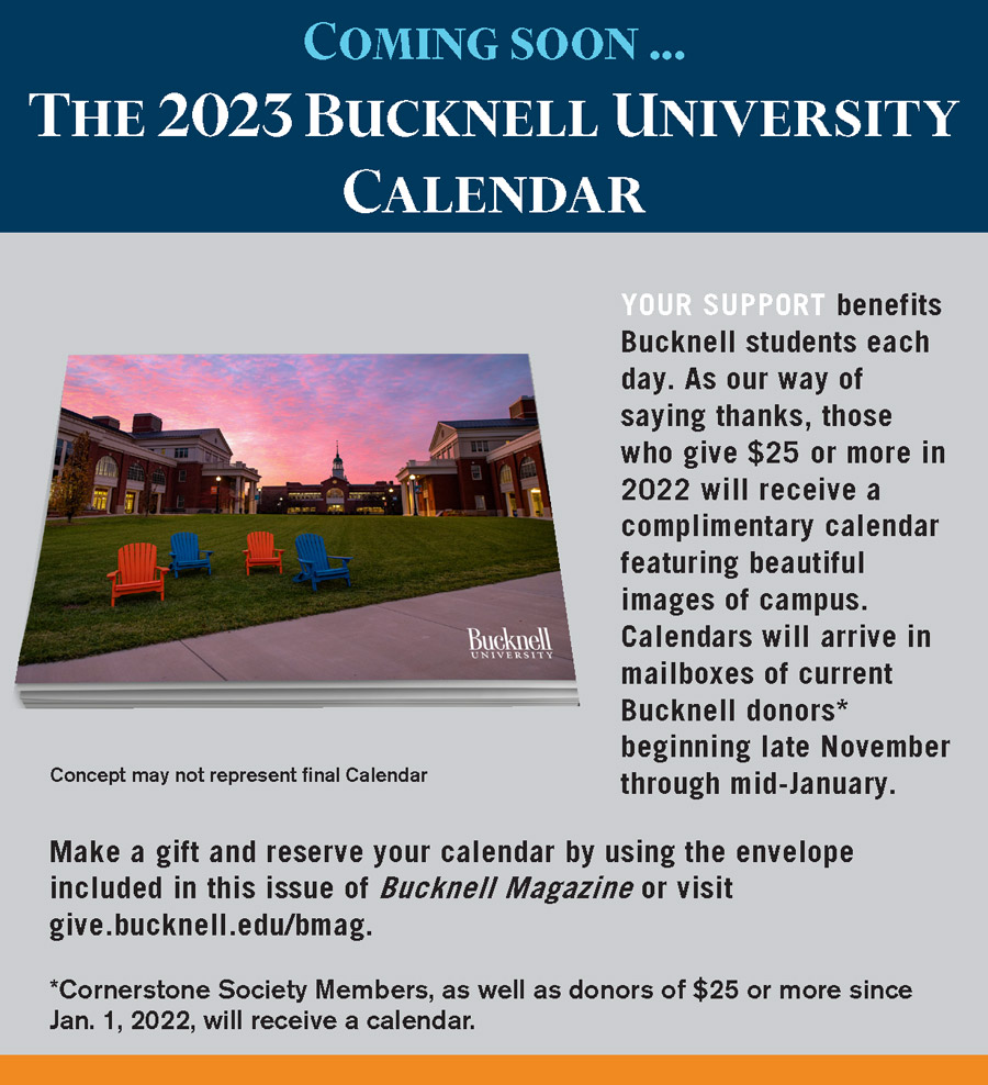 The 2023 Bucknell University Calendar Advertisement