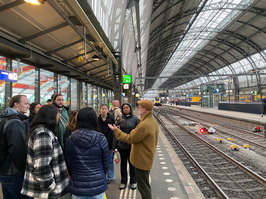 train tracks in Amsterdam