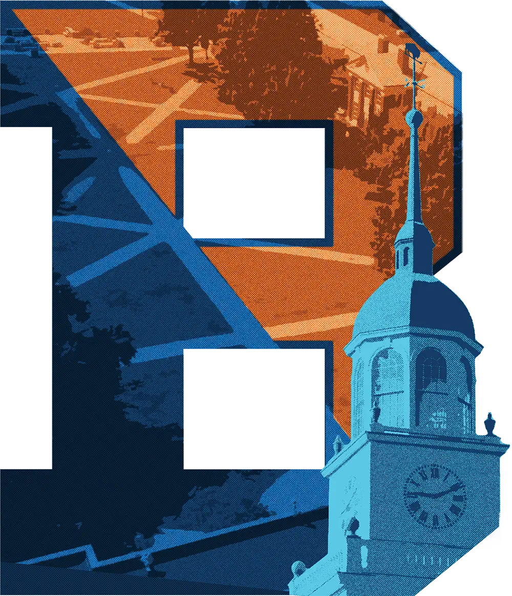 the letter "B" with images of Bucknell campus inside