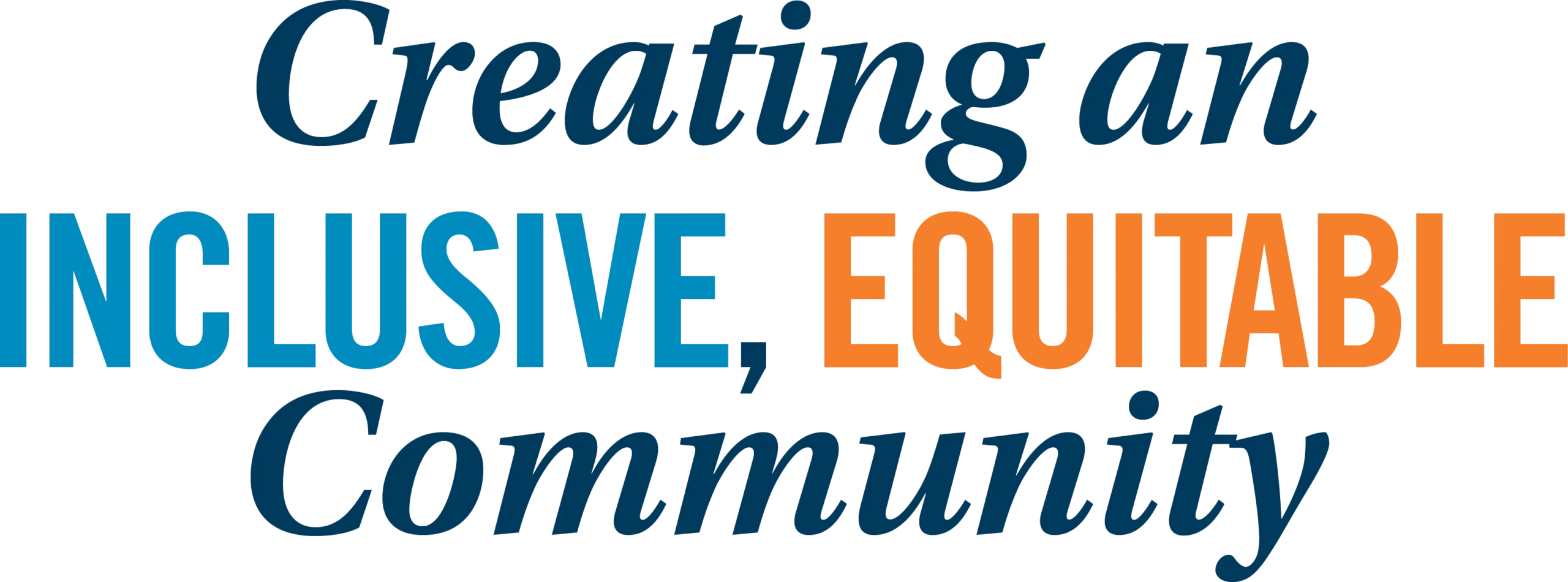 Creating an Inclusive, Equitable Community typographic title