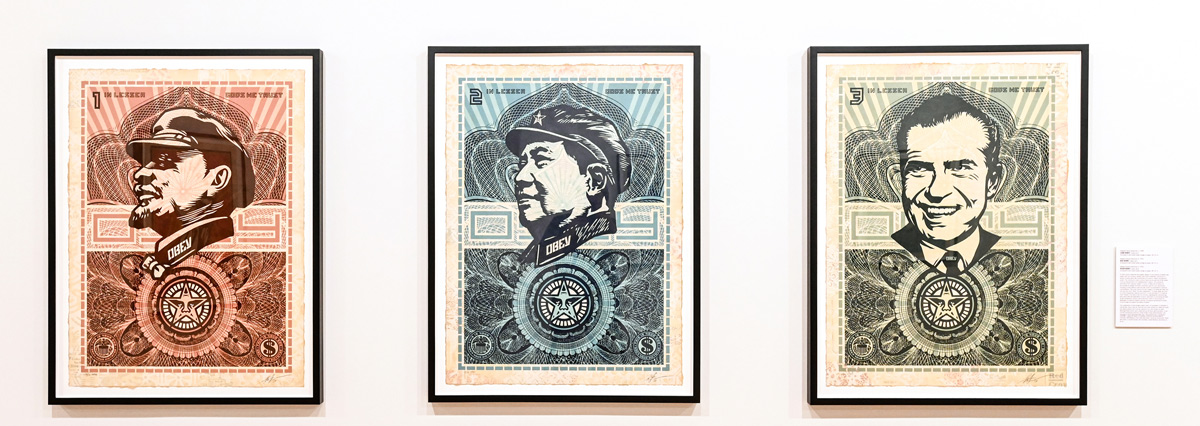 Art pieces of Lenin, Mao and Nixon by Shepard Fairey