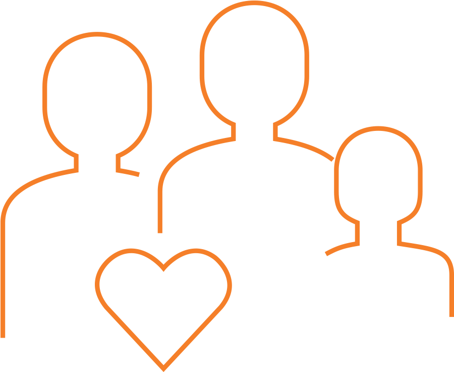 vector illustration of family and heart outline