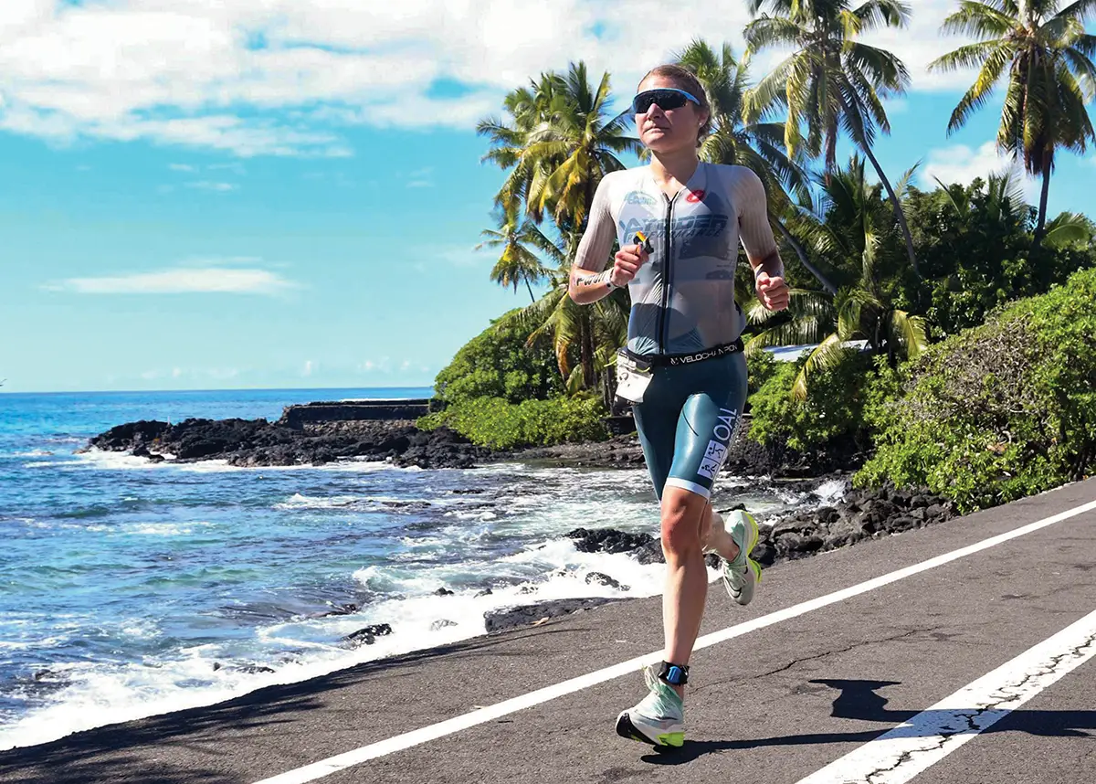 Ava Warfel running in Kona, Hawaii