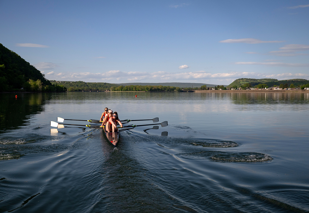 students rowing on the Susquehanna River