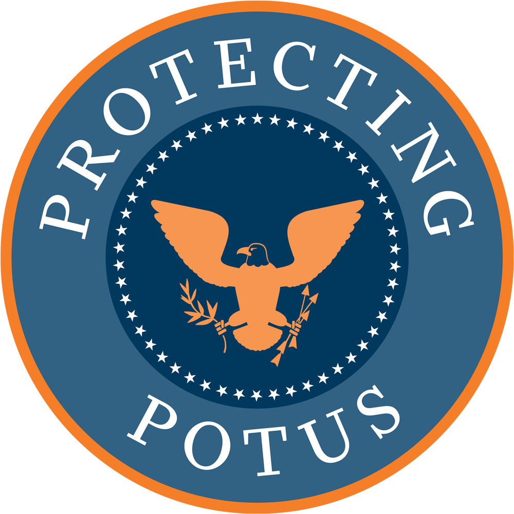 Protecting POTUS title typography styled like a presidential seal