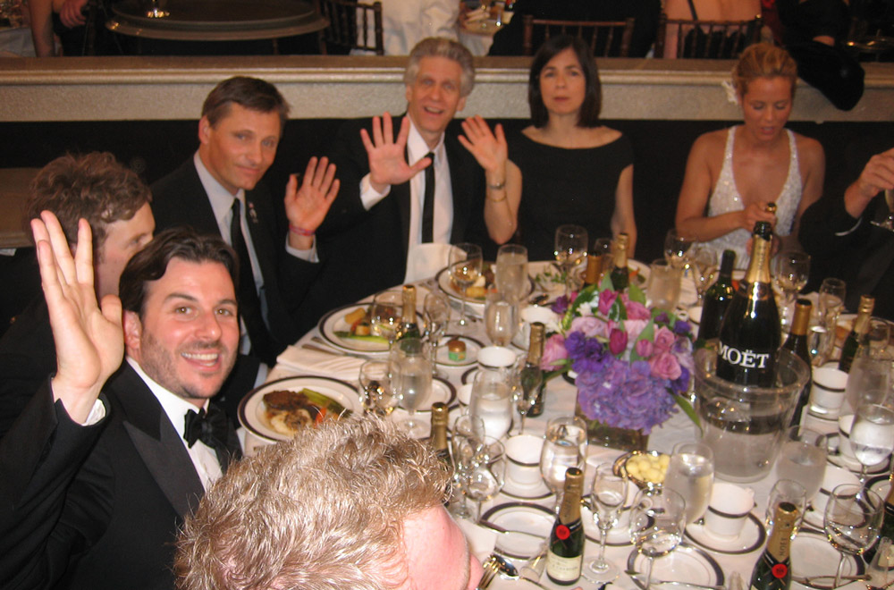 Bender with actor Viggo Mortensen, director David Cronenberg, his wife Carolyn Zeifman and actor Maria Bello at the 2006 Golden Globe Awards