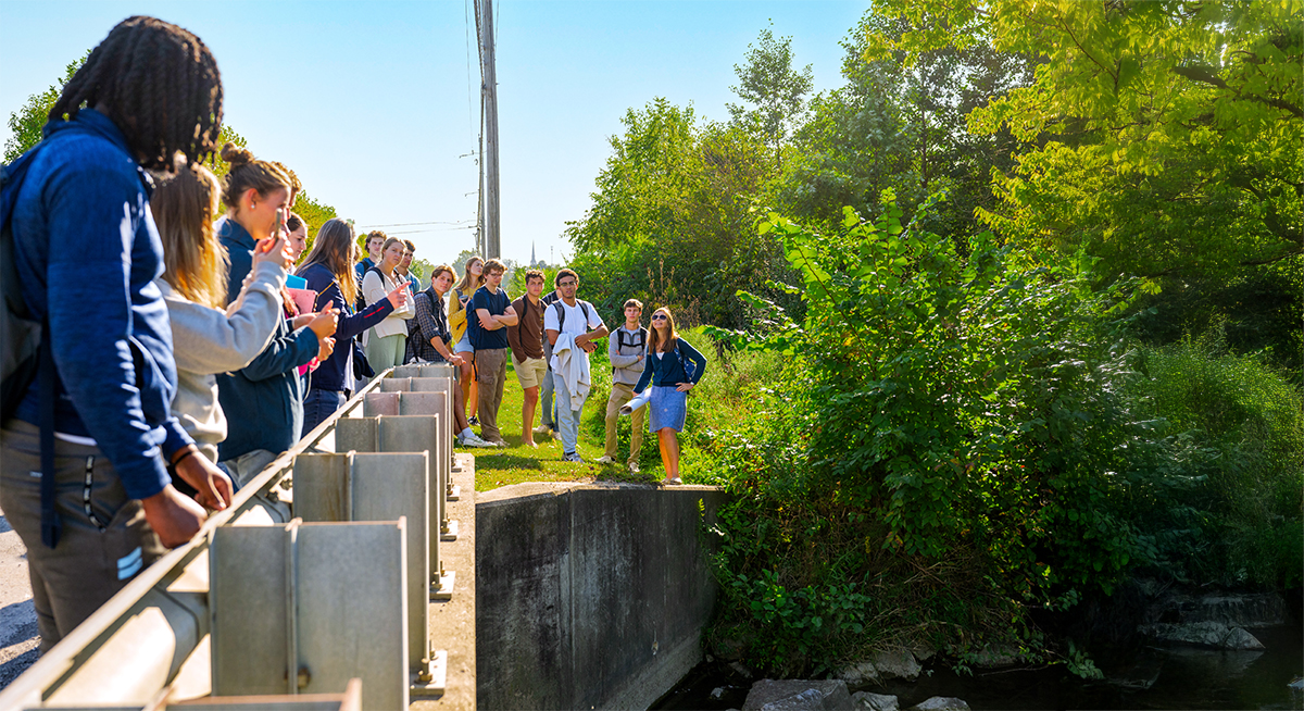 students in the Water Resources Engineering course conducting fieldwork